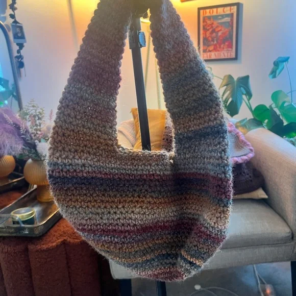 Rustic Multicolor Crochet Mini Bag - Picture 2 of 3